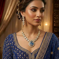 Lucentarts Jewellery Graceful Polki Kundan Stone Necklace Set 