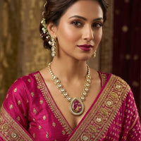 Lucentarts Jewellery Graceful Polki Kundan Stone Necklace Set