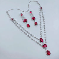Lucentarts Jewellery Delicate American Daimond Necklace Set 