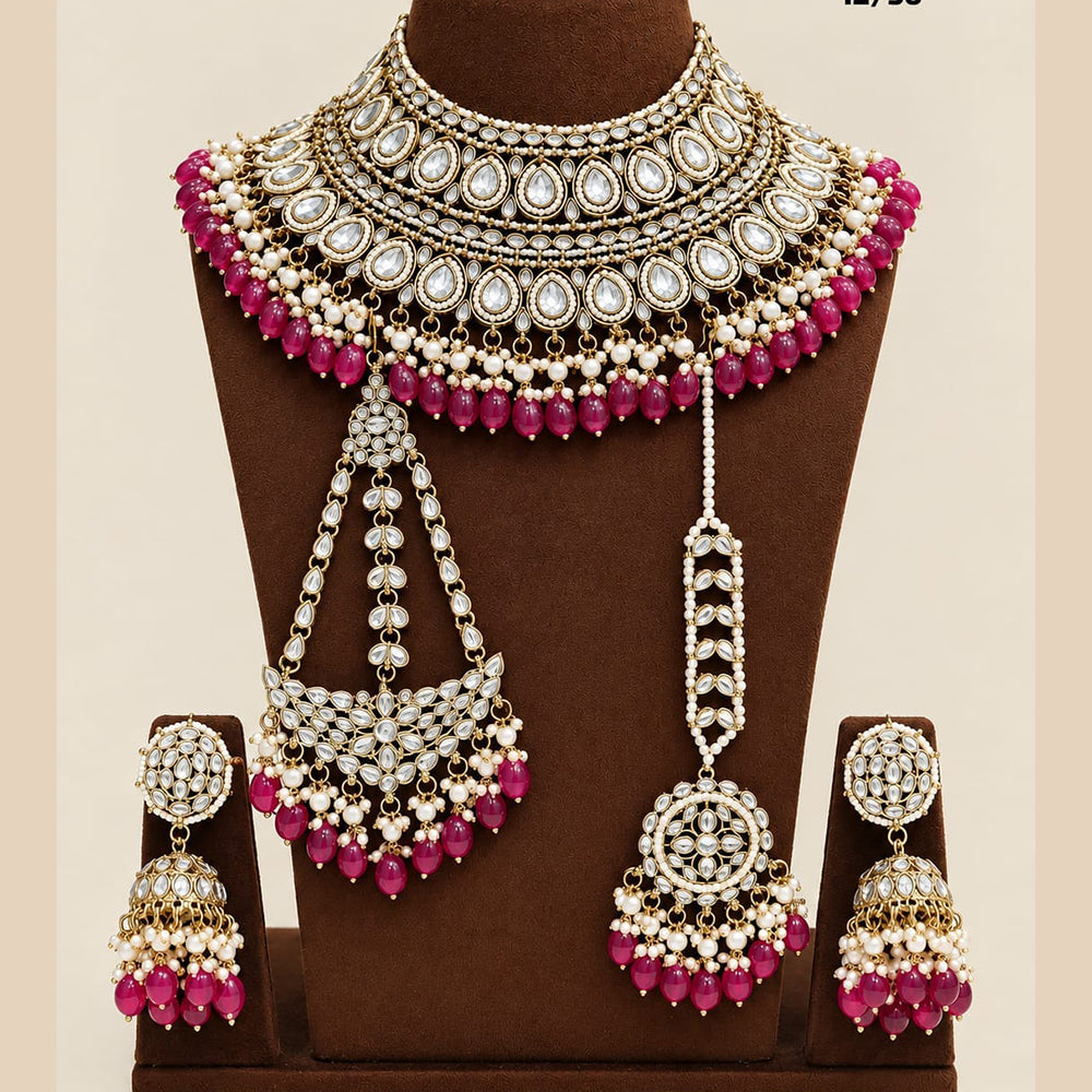Lucentarts Jewellery Elegant Kundan Stone And Pearl Choker Necklace Set
