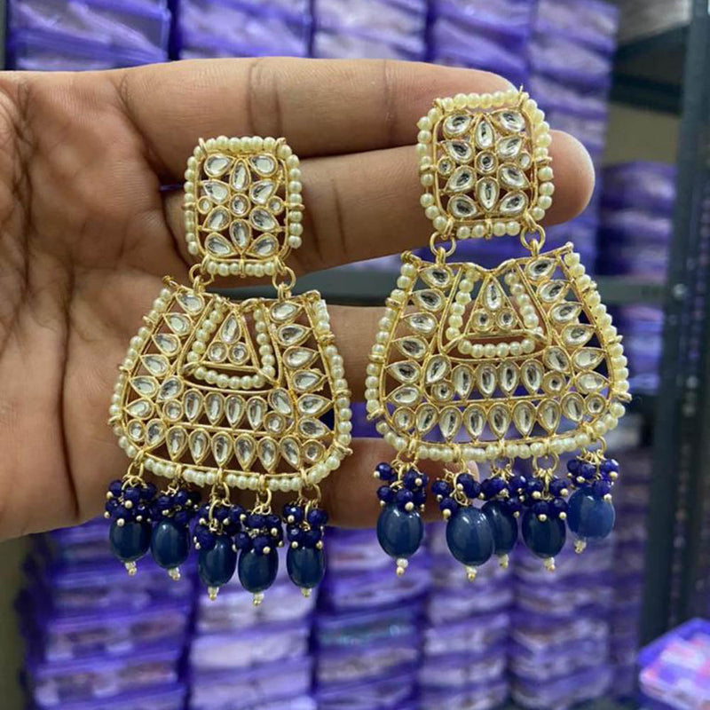 Darshana Jewels Gold Plated Kundan Stone And Pearls Dangler Earrings