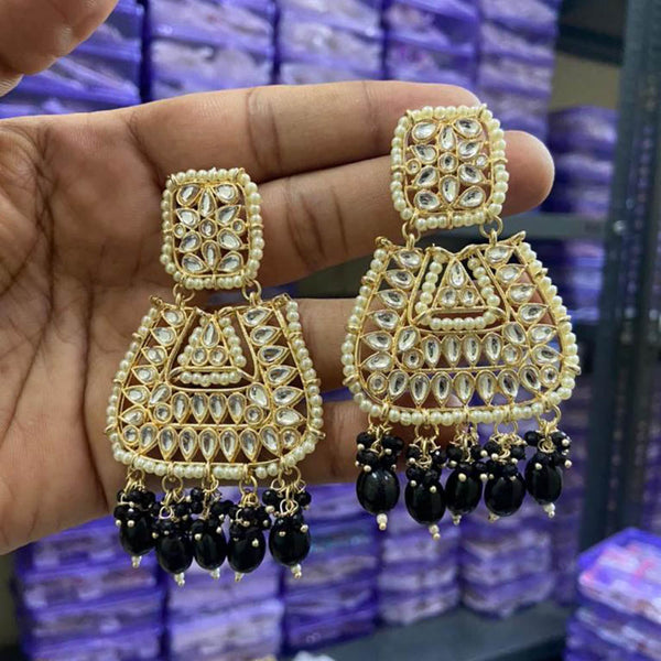 Darshana Jewels Gold Plated Kundan Stone And Pearls Dangler Earrings