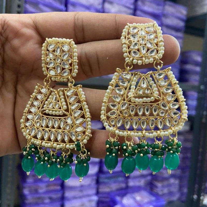 Darshana Jewels Gold Plated Kundan Stone And Pearls Dangler Earrings