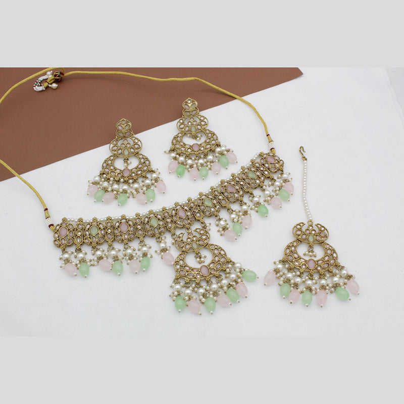 Sai Fashion Gold Plated Crystal Stone Necklace Set