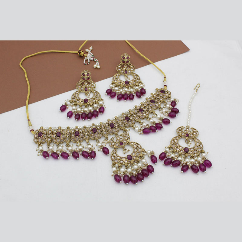 Sai Fashion Gold Plated Crystal Stone Necklace Set