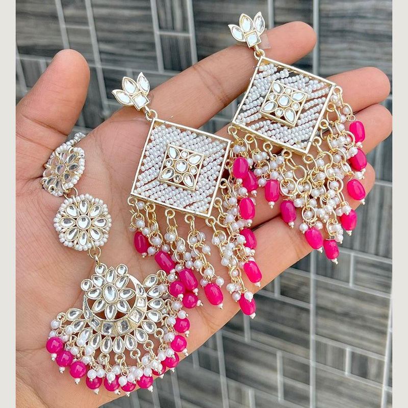 Sai Fashion Gold Plated Dangler Earrings With Maangtikka