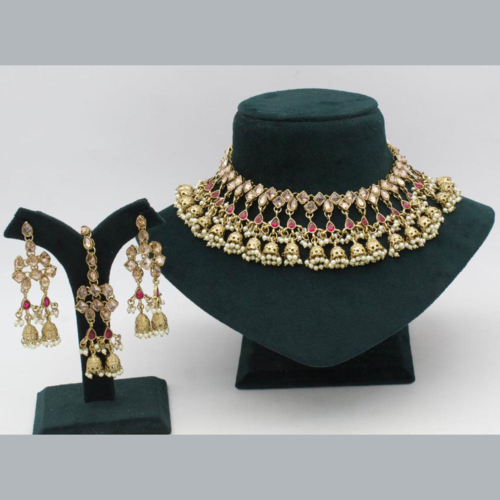 Sai Fashion Gold Plated Crystal Stone Necklace Set