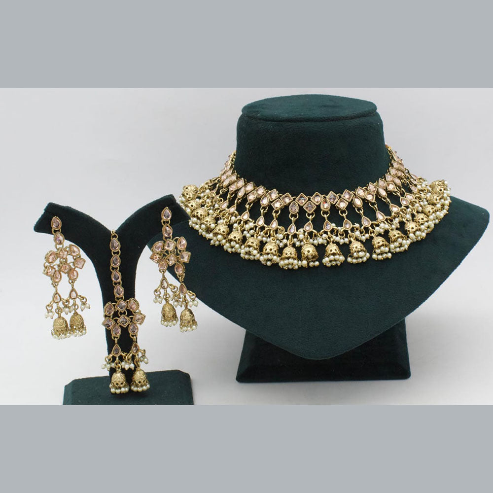 Sai Fashion Gold Plated Crystal Stone Necklace Set