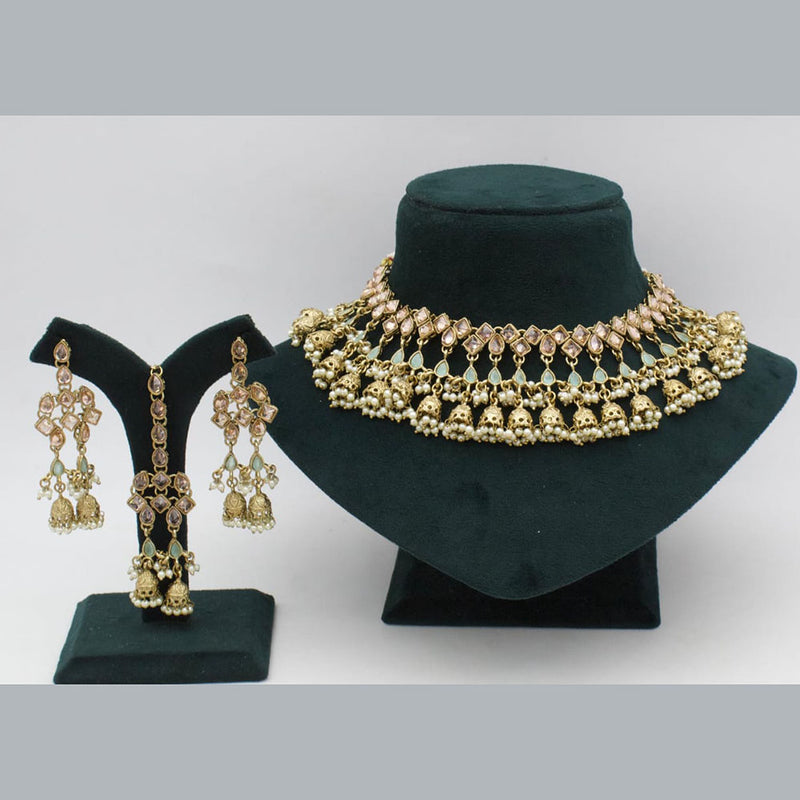 Sai Fashion Gold Plated Crystal Stone Necklace Set