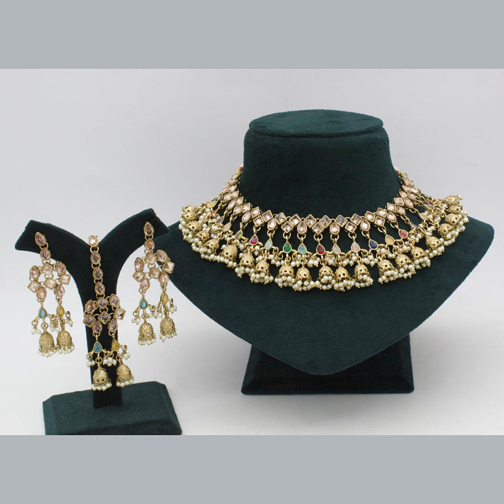 Sai Fashion Gold Plated Crystal Stone Necklace Set