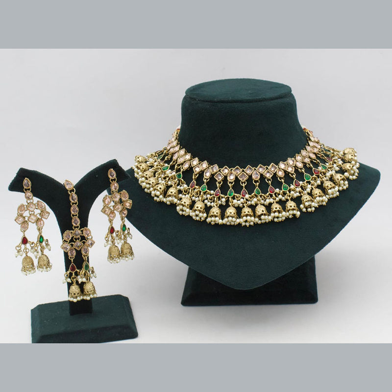 Sai Fashion Gold Plated Crystal Stone Necklace Set