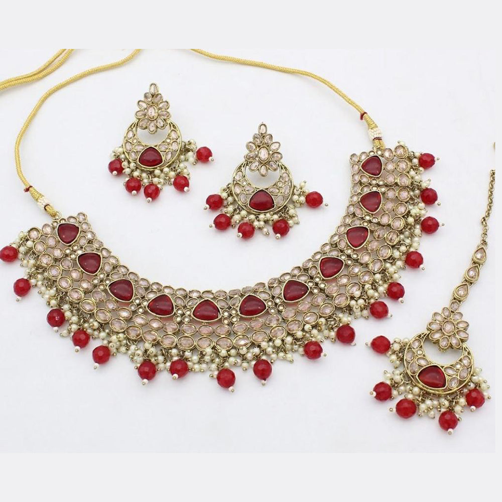 Sai Fashion Gold Plated Crystal Stone Necklace Set