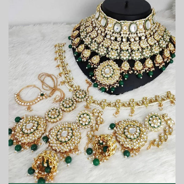 Sai Fashion Gold Plated Kundan & Beads Bridal Set