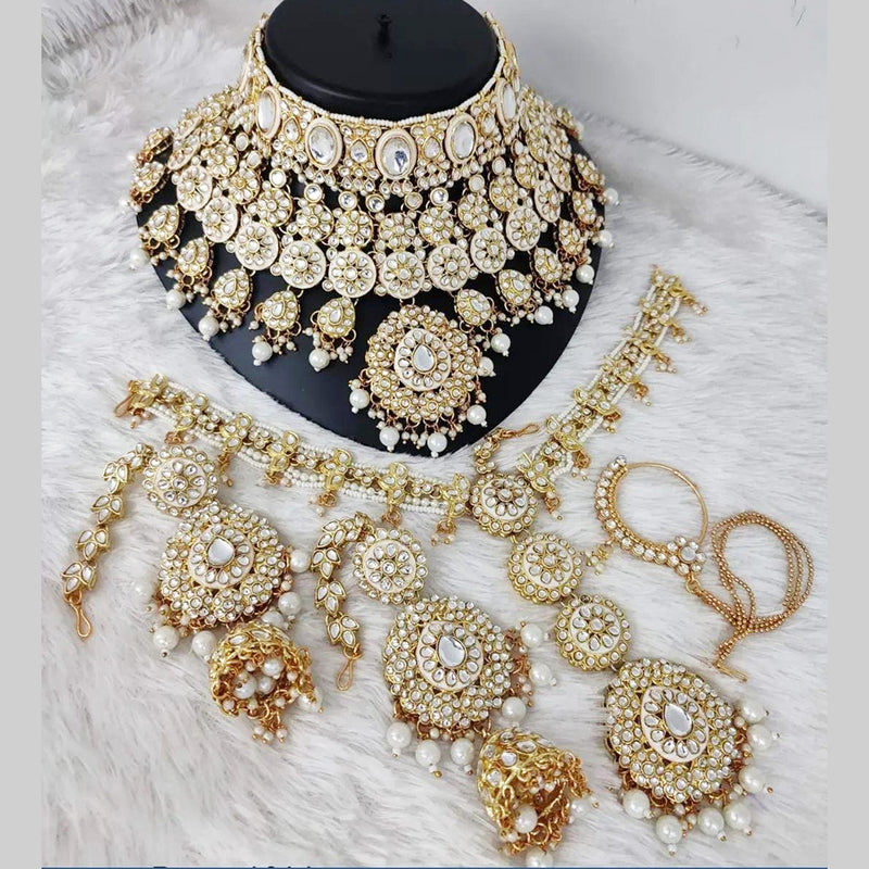 Sai Fashion Gold Plated Kundan & Beads Bridal Set