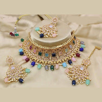 Sai Fashion Gold Plated Crystal Stone Choker Necklace Set