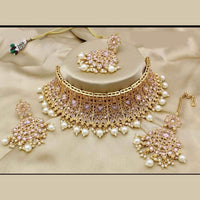 Sai Fashion Gold Plated Crystal Stone Choker Necklace Set