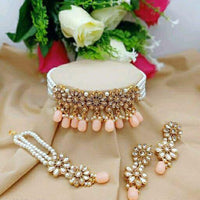 Sai Fashion Gold Plated Kundan  Stone Choker Necklace Set