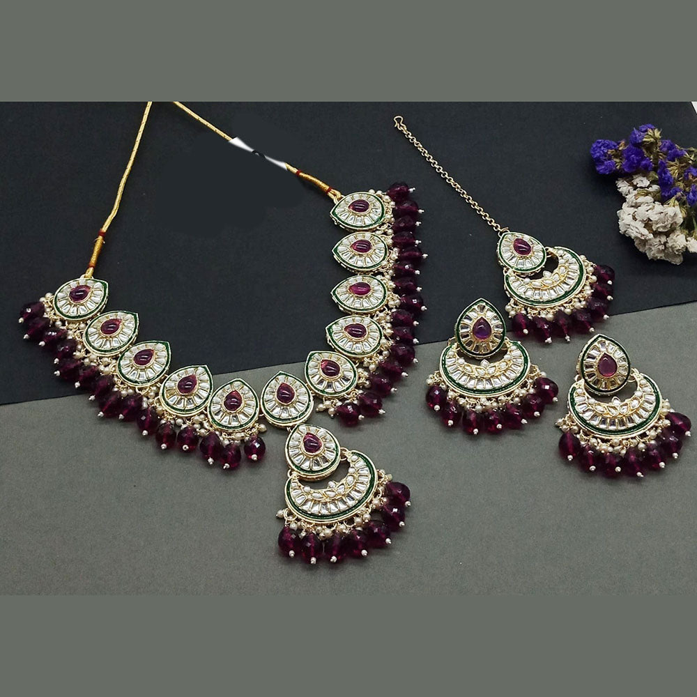 Sai Fashion Gold Plated Kundan And Beads Necklace Set
