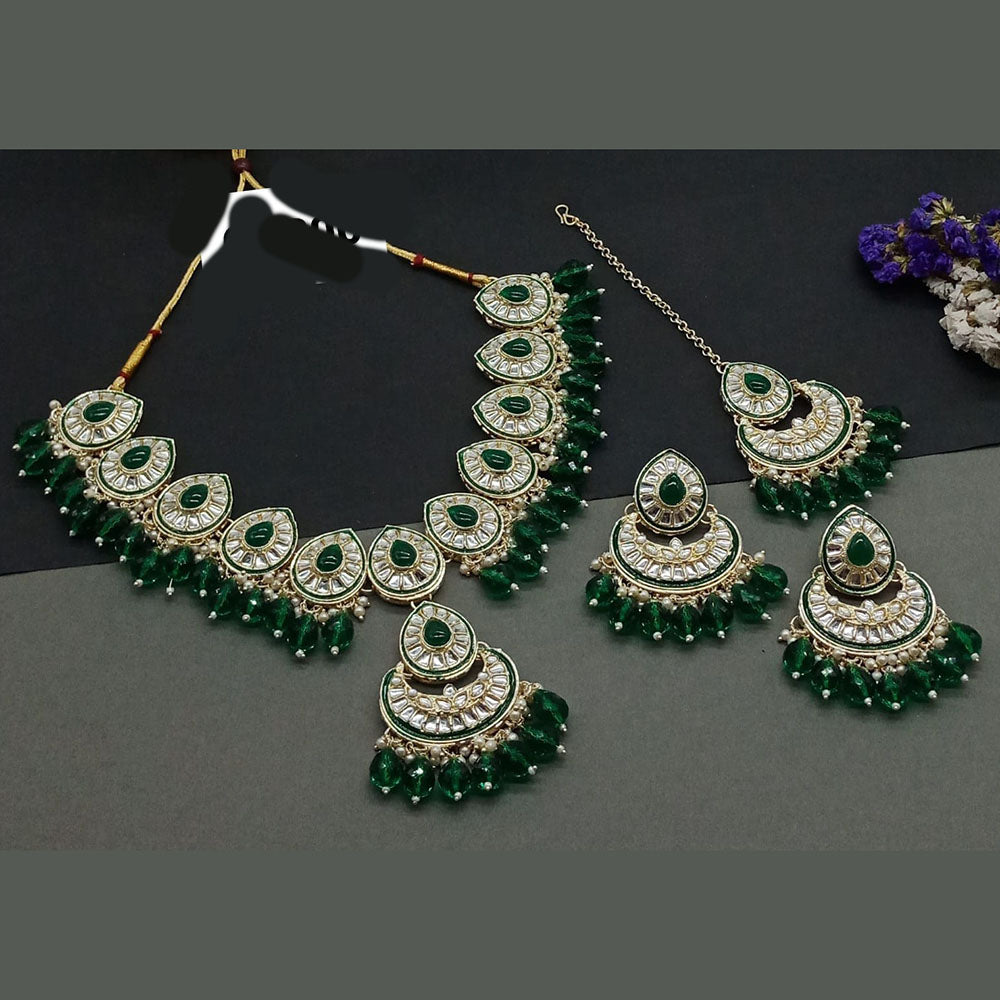 Sai Fashion Gold Plated Kundan And Beads Necklace Set