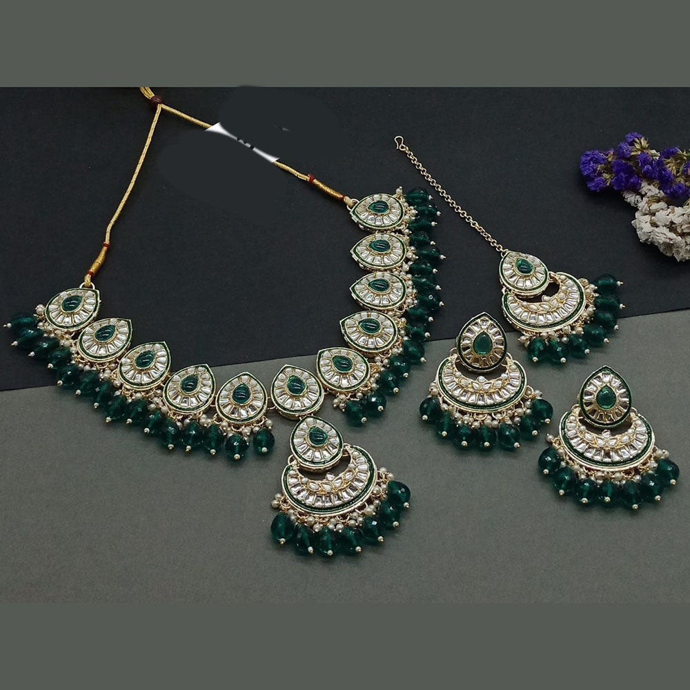 Sai Fashion Gold Plated Kundan And Beads Necklace Set