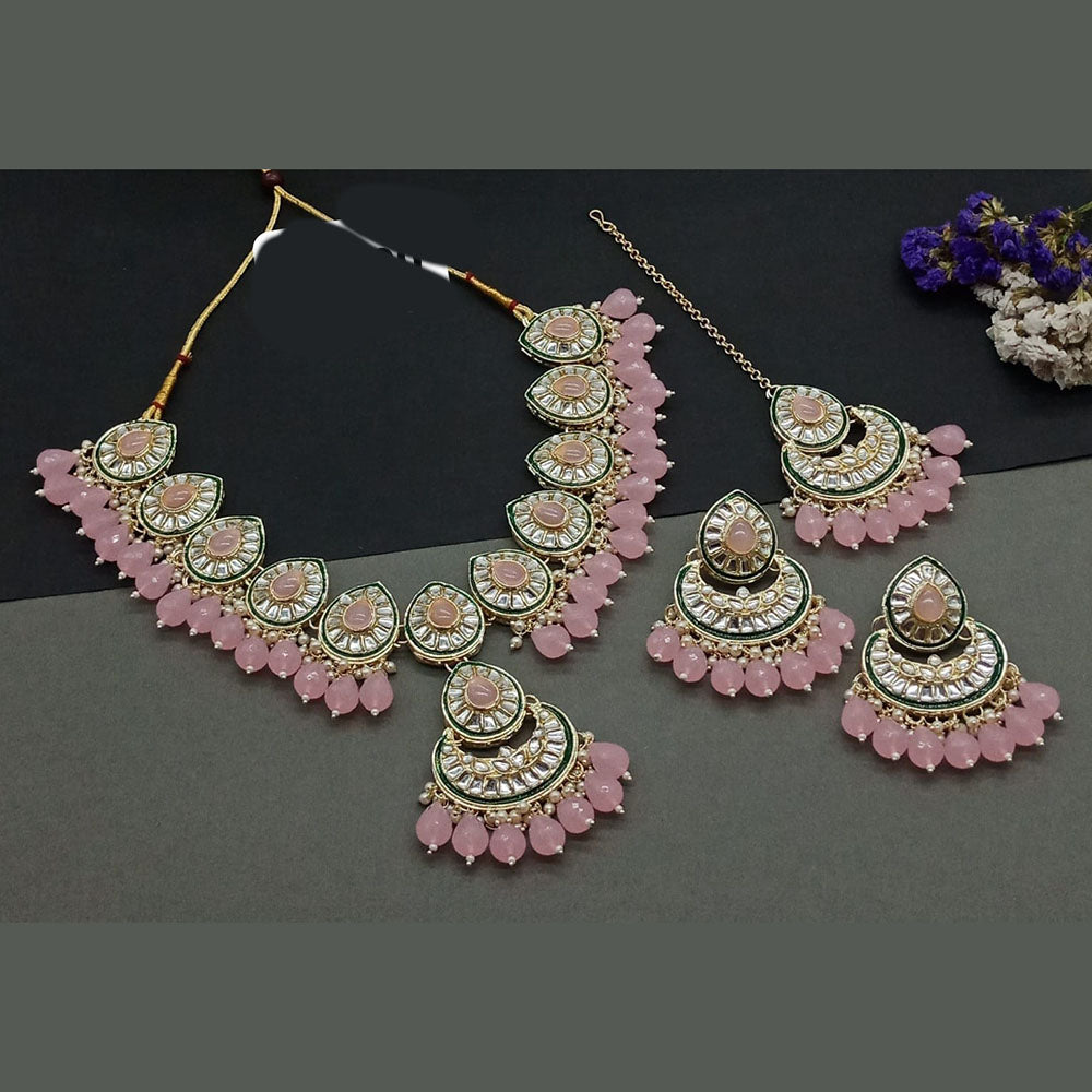 Sai Fashion Gold Plated Kundan And Beads Necklace Set