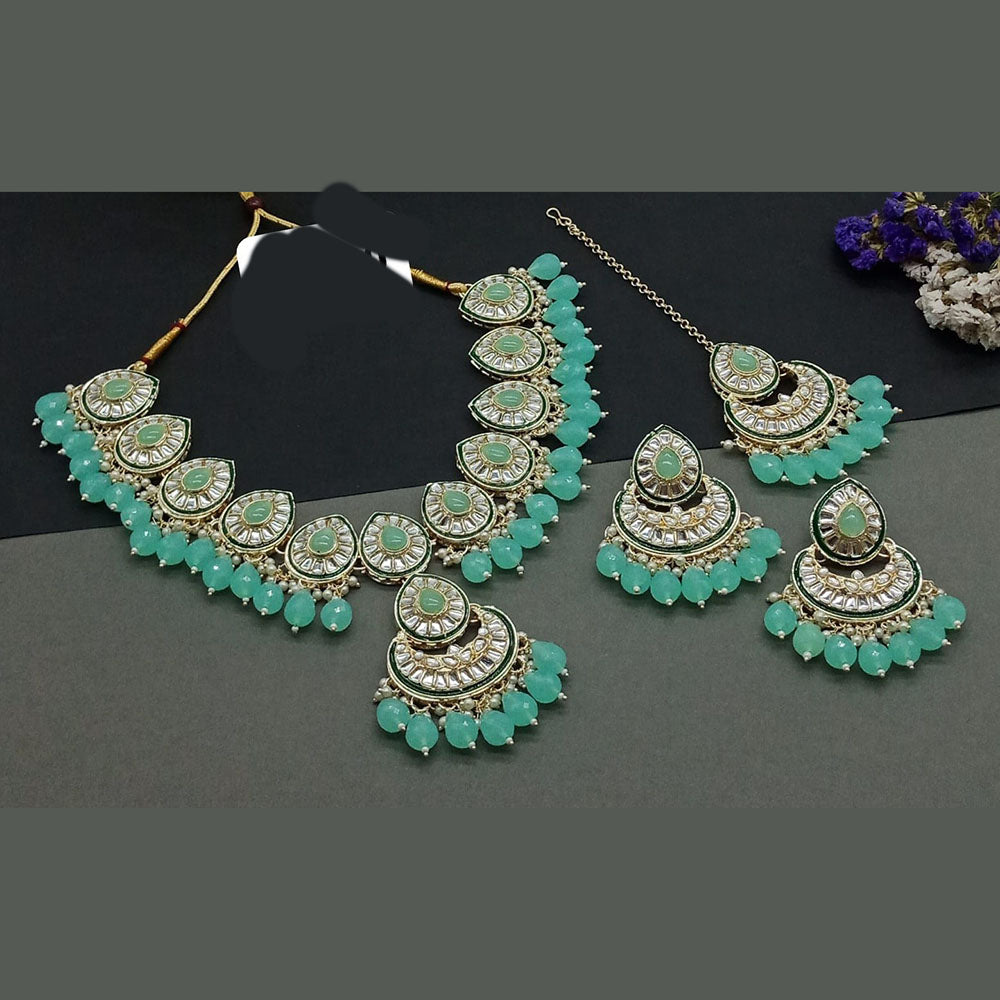 Sai Fashion Gold Plated Kundan And Beads Necklace Set