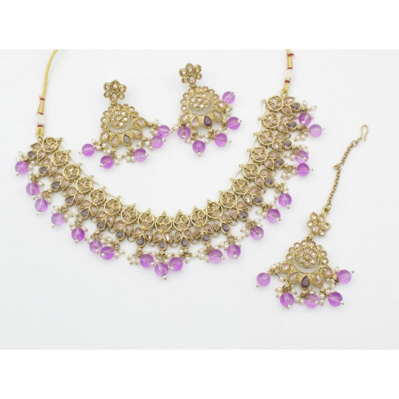 Sai Fashion Gold Plated Crystal Stone And Beads Necklace Set