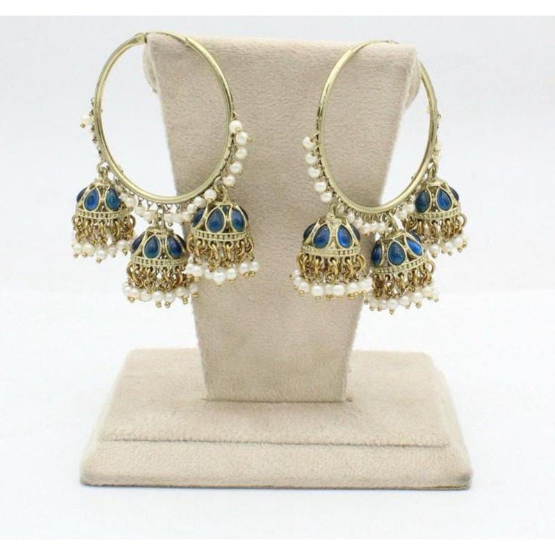 Sai Fashion Gold Plated Pota Stone And Pearl Jhumki Earrings