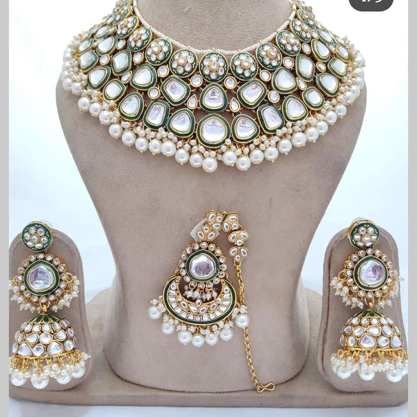 Sai Fashion Gold Plated Kundan And Pearl Necklace Set