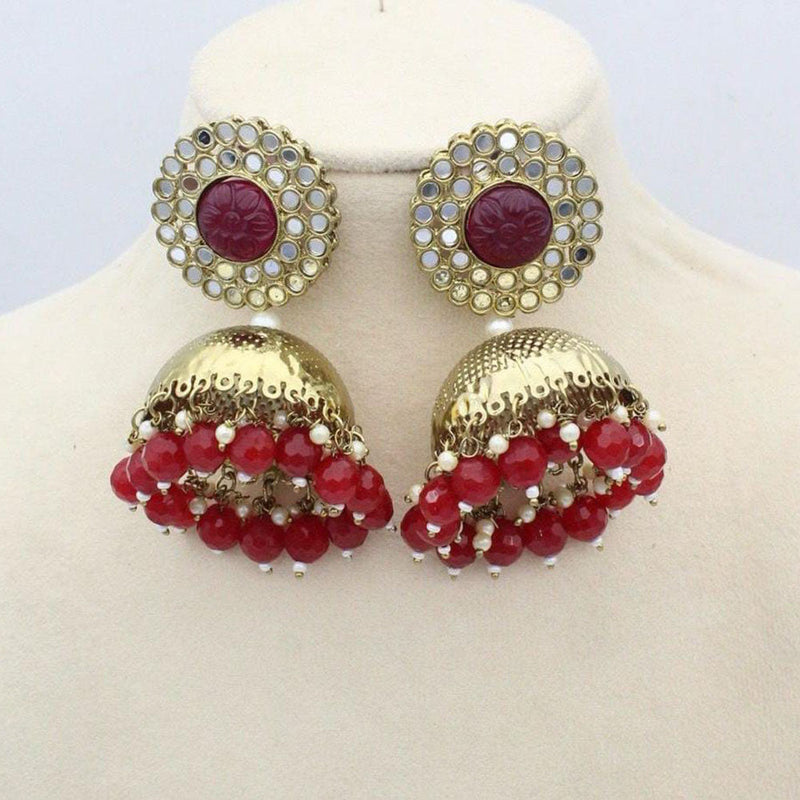 Sai Fashion Gold Plated Mirror Jhumki Earrings