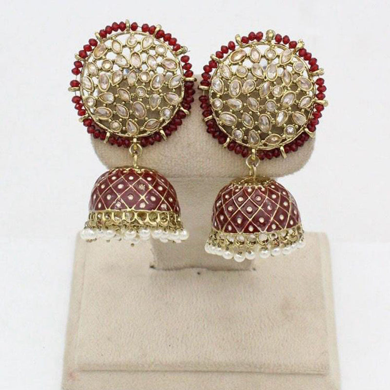 Sai Fashion Gold Plated Meenakari Jhumki Earrings