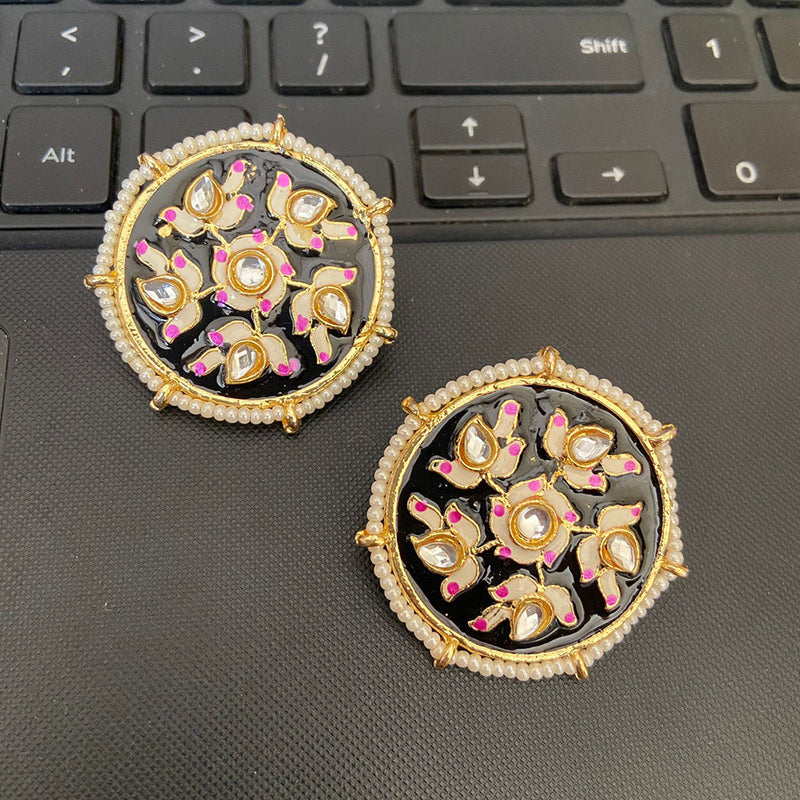 Sai Fashion Gold Plated Meenakari Studs Earrings