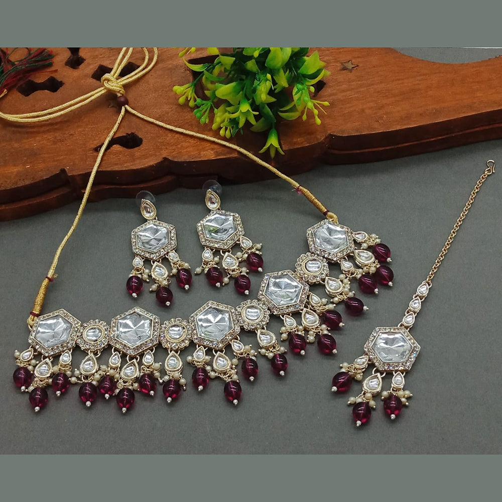 Sai Fashion Gold Plated Crystal Stone Choker Necklace Set