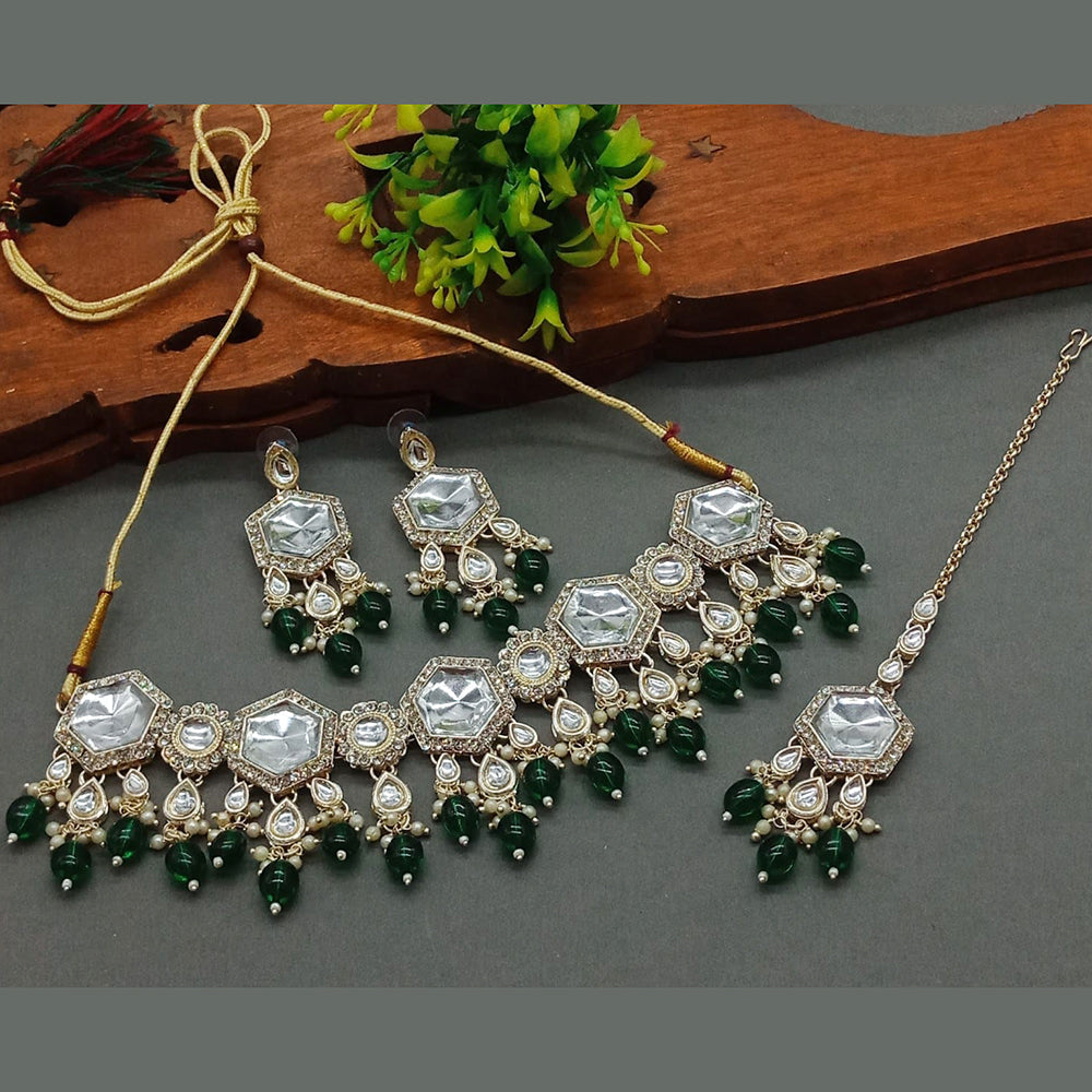 Sai Fashion Gold Plated Crystal Stone Choker Necklace Set