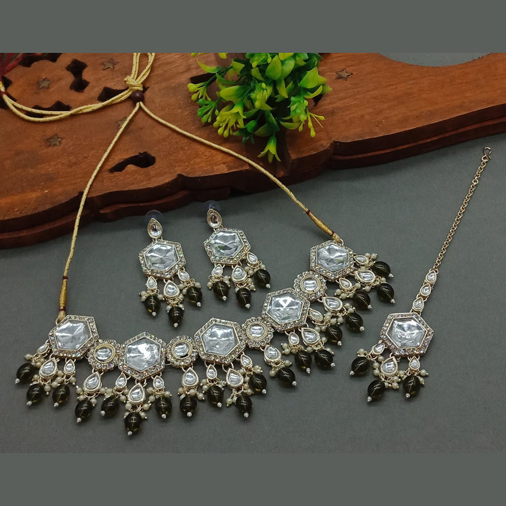 Sai Fashion Gold Plated Crystal Stone Choker Necklace Set