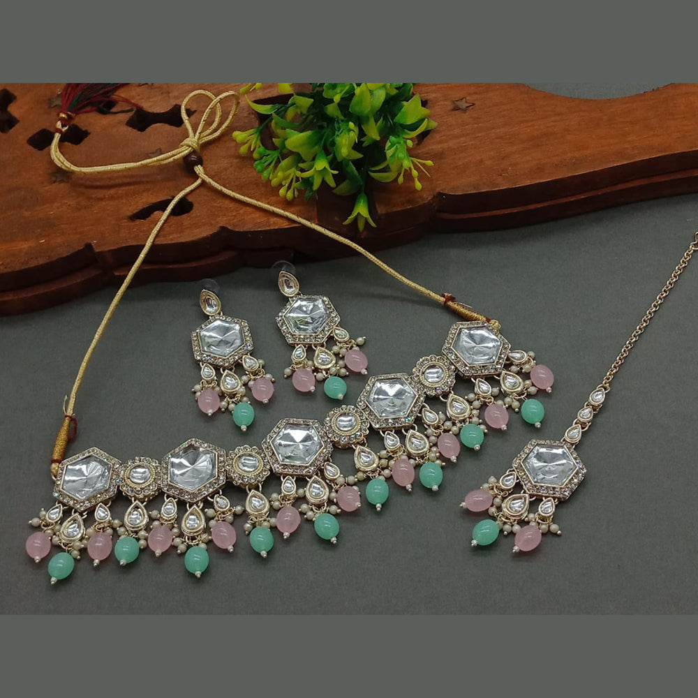 Sai Fashion Gold Plated Crystal Stone Choker Necklace Set