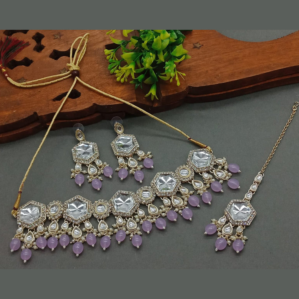 Sai Fashion Gold Plated Crystal Stone Choker Necklace Set