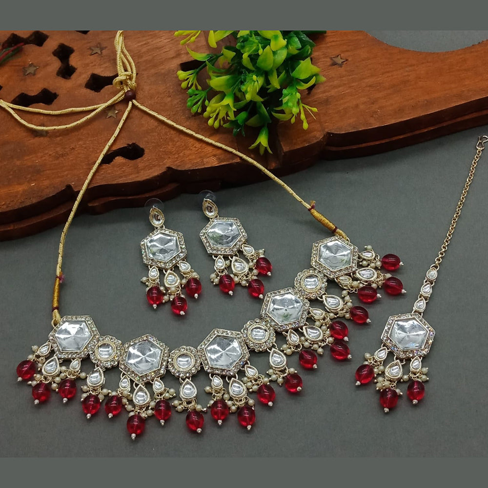Sai Fashion Gold Plated Crystal Stone Choker Necklace Set