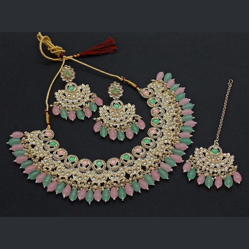 Sai Fashion Gold Plated Kundan And Pearl Necklace Set