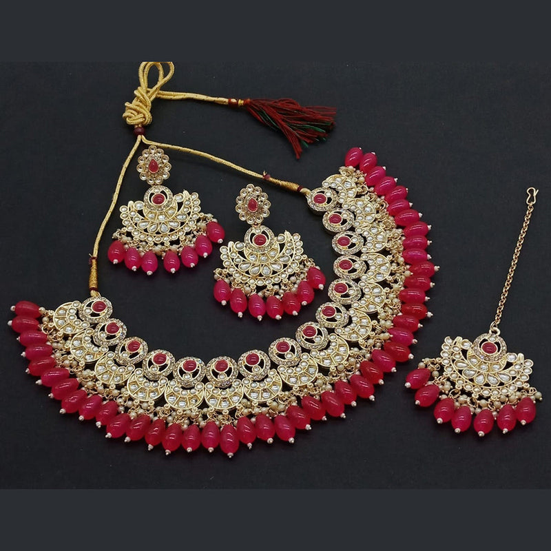 Sai Fashion Gold Plated Kundan And Pearl Necklace Set