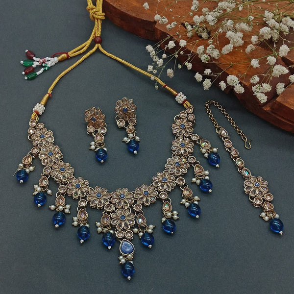 Sai Fashion Gold Plated Crystal Stone Necklace Set