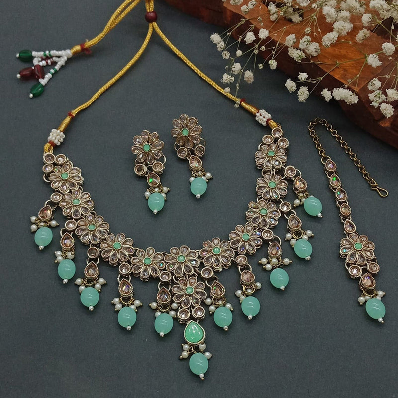 Sai Fashion Gold Plated Crystal Stone Necklace Set