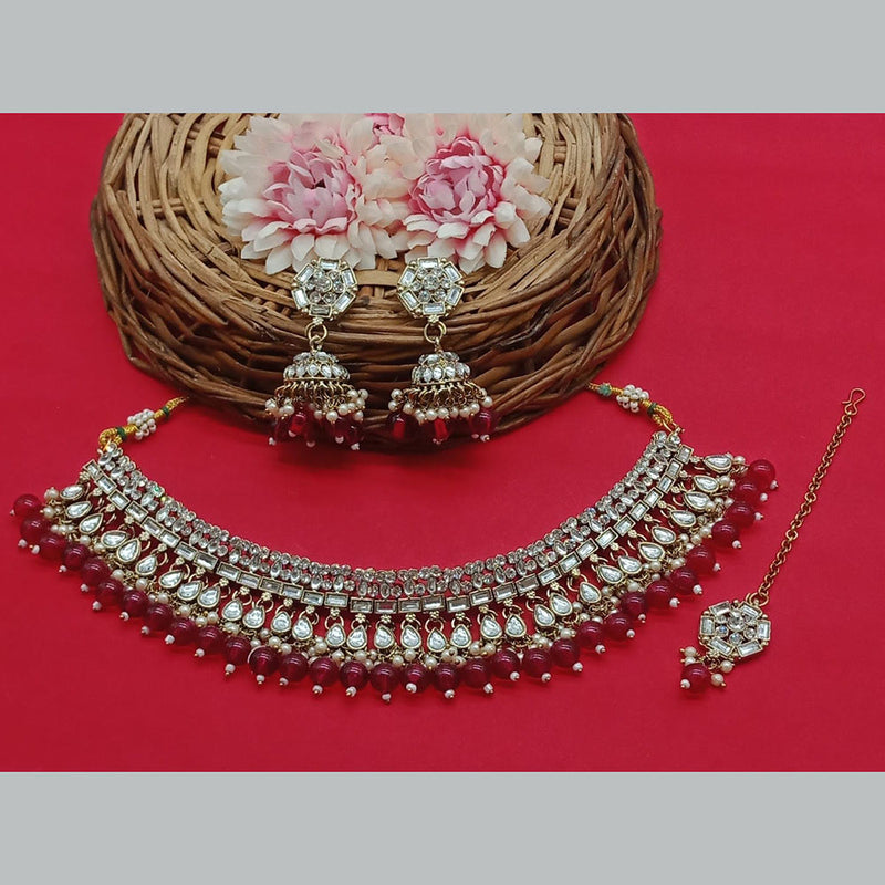 Sai Fashion Gold Plated Kundan And Beads Necklace Set