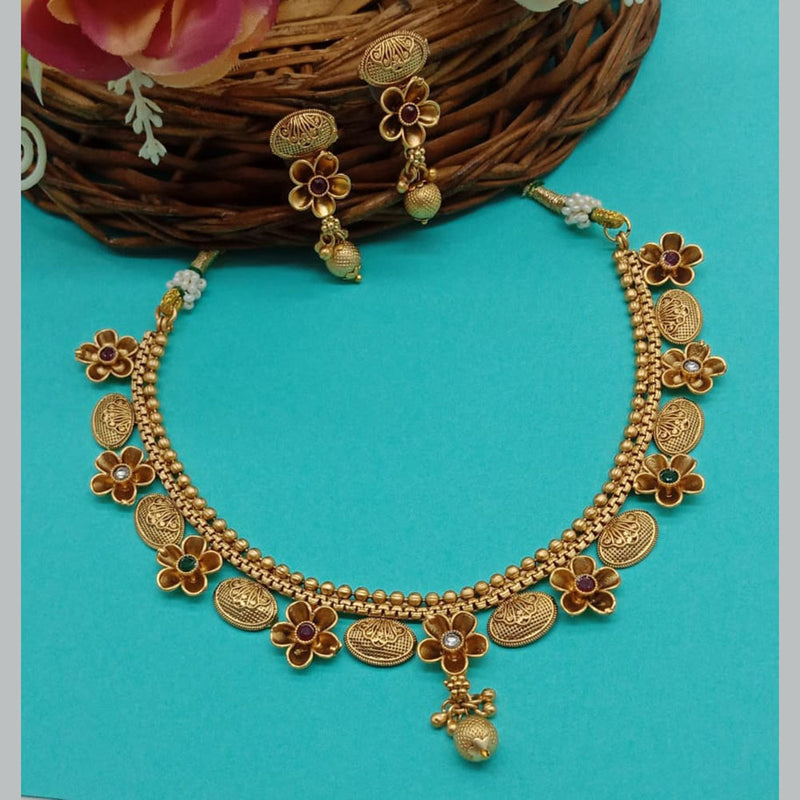 Sai Fashion Gold Plated Pota Stone Necklace Set