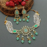 Sai Fashion Gold Plated Crystal Stone And Beads Necklace Set