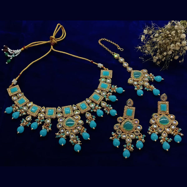 Sai Fashion Gold Plated Crystal Stone And Beads Necklace Set