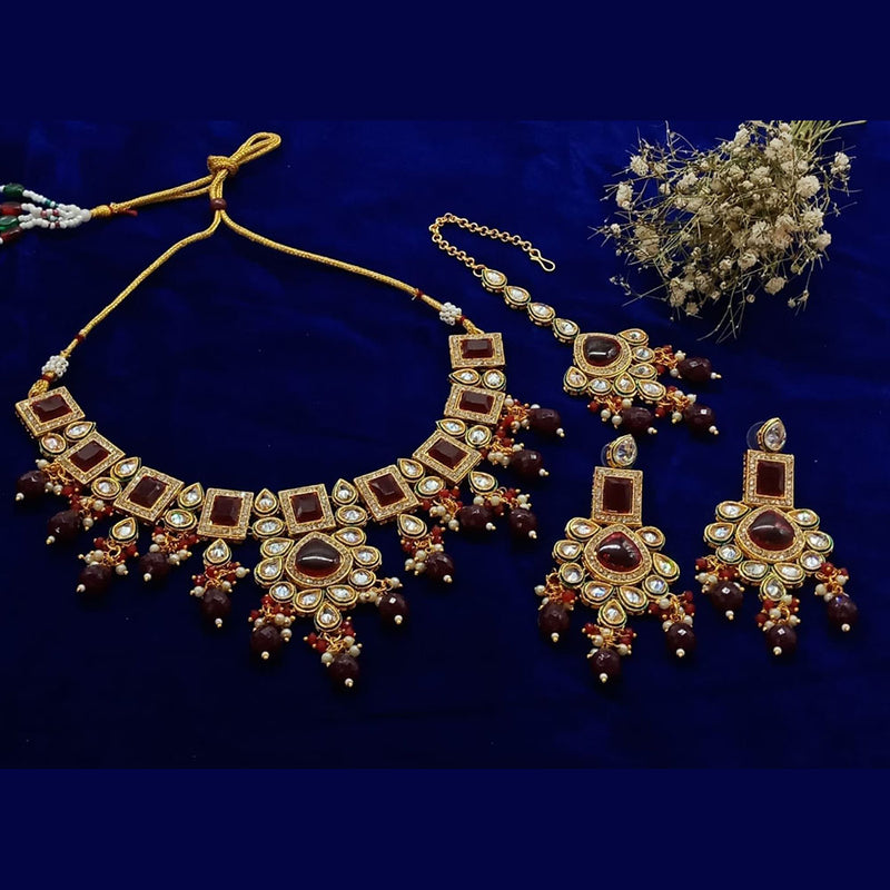 Sai Fashion Gold Plated Crystal Stone And Beads Necklace Set