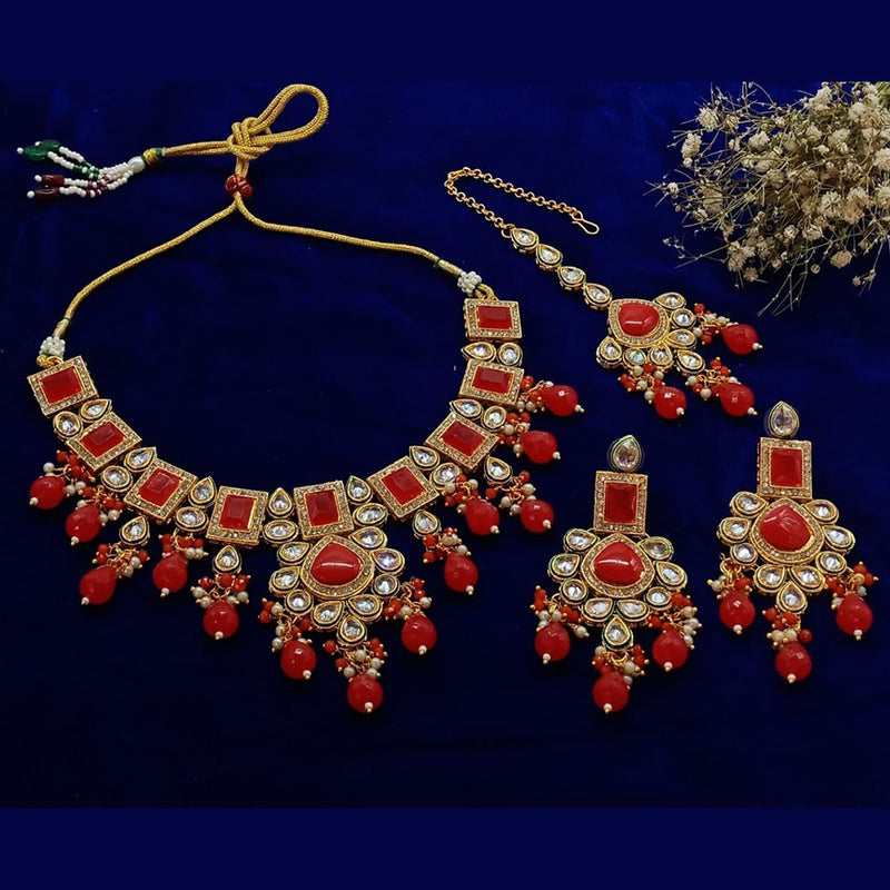 Sai Fashion Gold Plated Crystal Stone And Beads Necklace Set