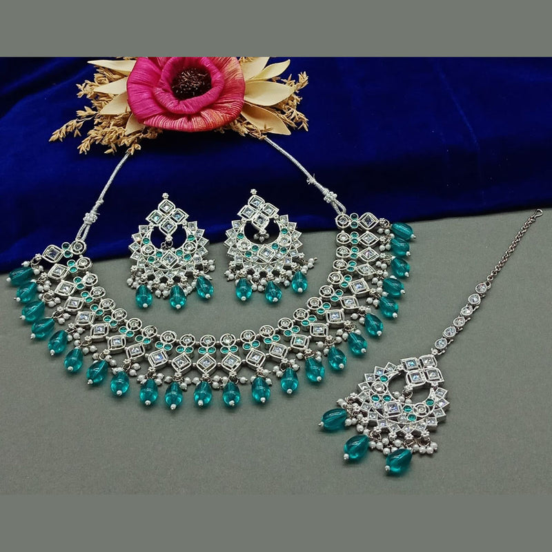 Sai Fashion Silver Plated Crystal Stone Necklace Set