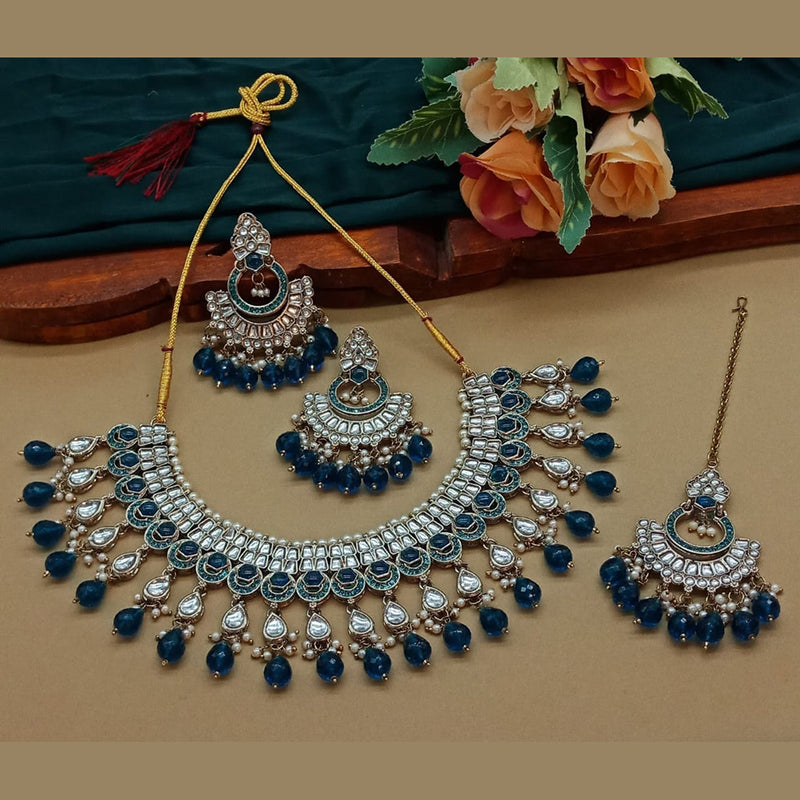 Sai Fashion Gold Plated Kundan Stone And Beads Necklace Set